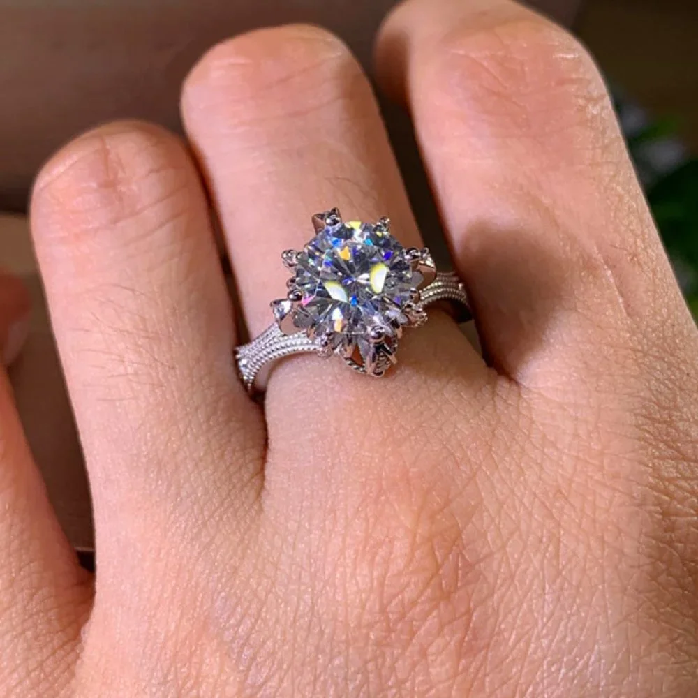 ✨Shiny Cubic Zirconia Stone Flower Pure Luxury Wedding Rings for Women,MARR9182